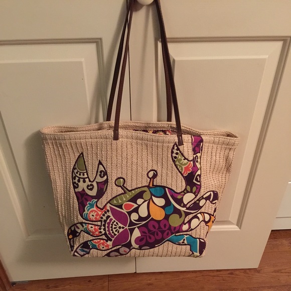 Large /rare Vera Bradley crab embroidered handbag