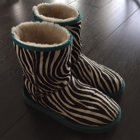 Zebra Print & Teal Pony Hair UGG boots