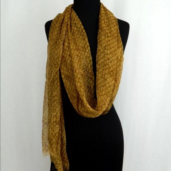 Coach brown metallic python print sheer wrap scarf