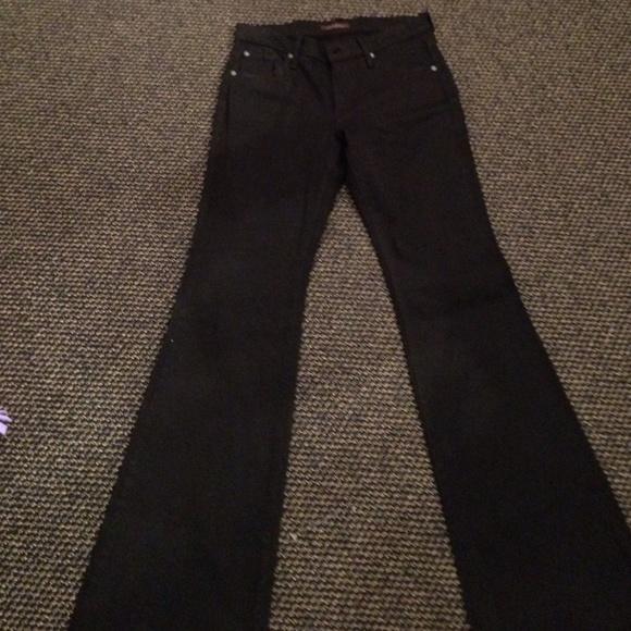 Wide leg-flare black denim jean