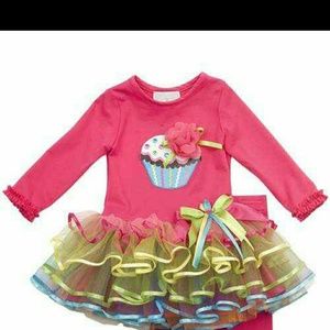 Rare Editions pink tutudress with cupcake applique