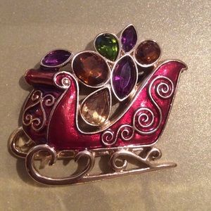 Christmas sleigh pin or scarf tack new in gift box