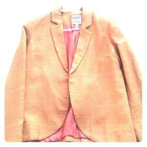 Aztec patterned copper and pink blazer