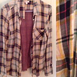 Plaid cotton button down shirt.