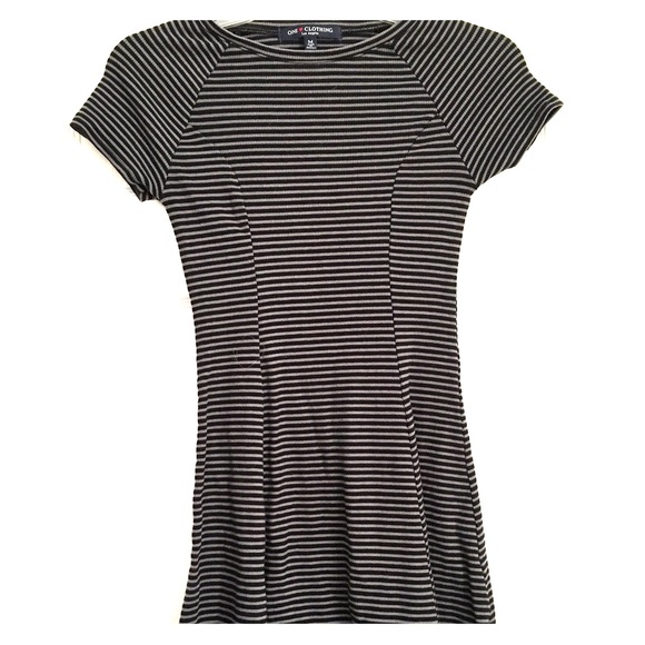 Black and gray striped dress.
