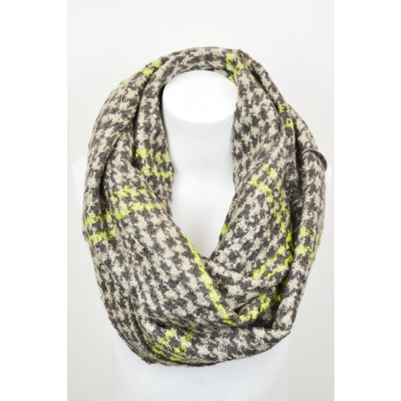 Lowest!  Houndstooth neon stripe infinity scarf - Picture 2 of 2