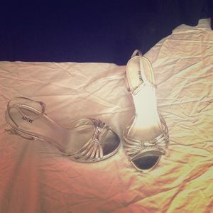 Silver prom heels