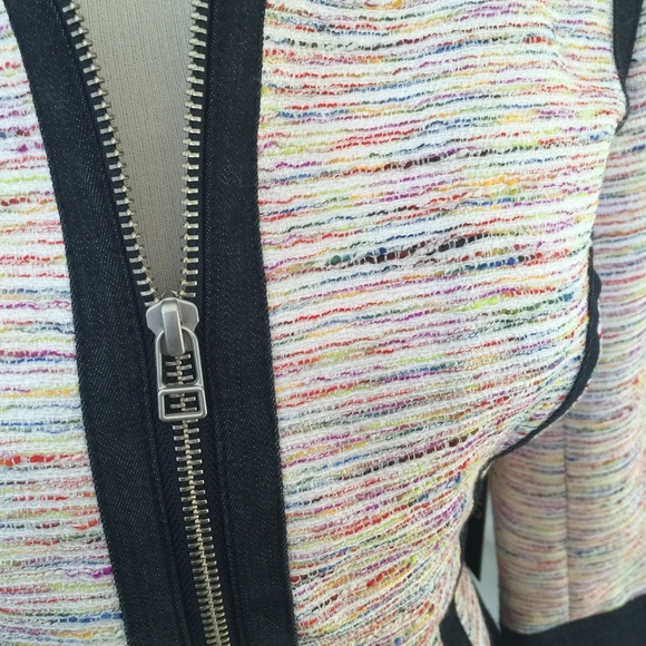 Too Glam to Give a Damn multi color tweed Denim Jacket Jean Jacket β Size 8 M - Picture 2 of 5