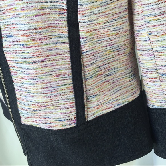Too Glam to Give a Damn multi color tweed Denim Jacket Jean Jacket β Size 8 M - Picture 4 of 5