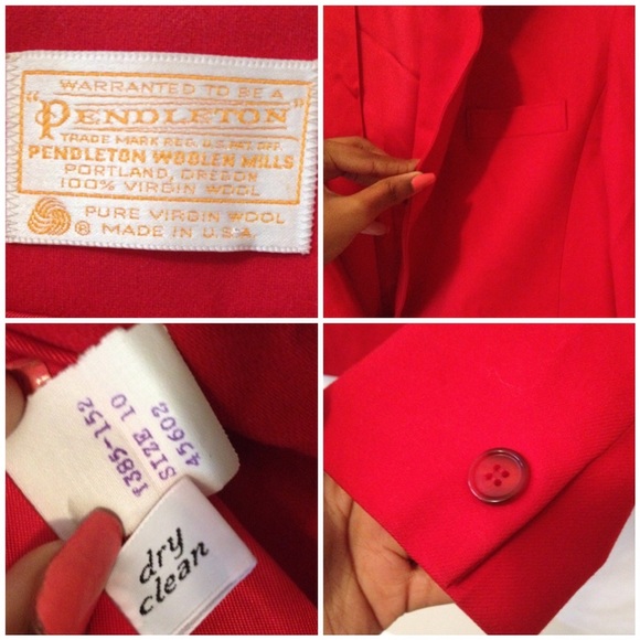 Vintage Red Pendleton 100% Pure Virgin Wool Blazer - Picture 2 of 3