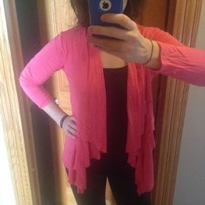 AB Studio Pink Ruffle Cardigan