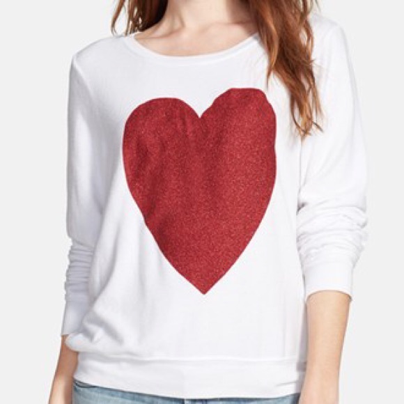 White jumper with red hearts Clearance