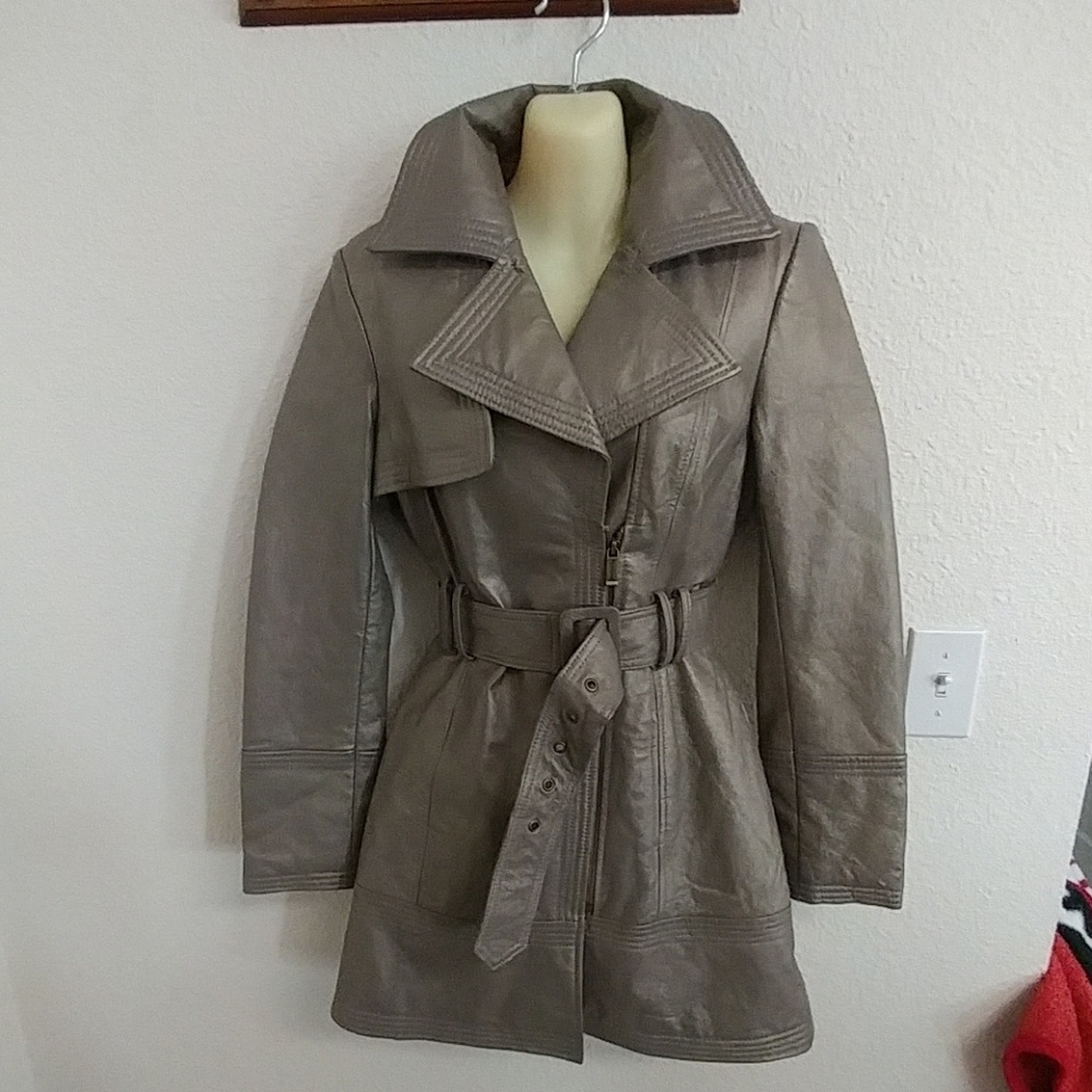 Bebe genuine leather coat