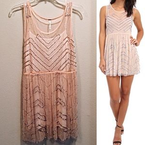 Free People Embellished Slip- "Soft Peach"