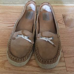 UGG chivon leather moccasin flats