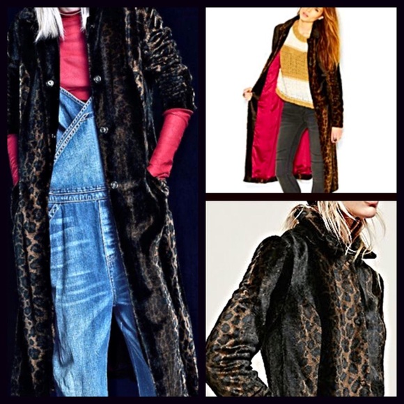SOLD FREE PEOPLE Faux Fur Coat Leopard - Picture 2 of 4