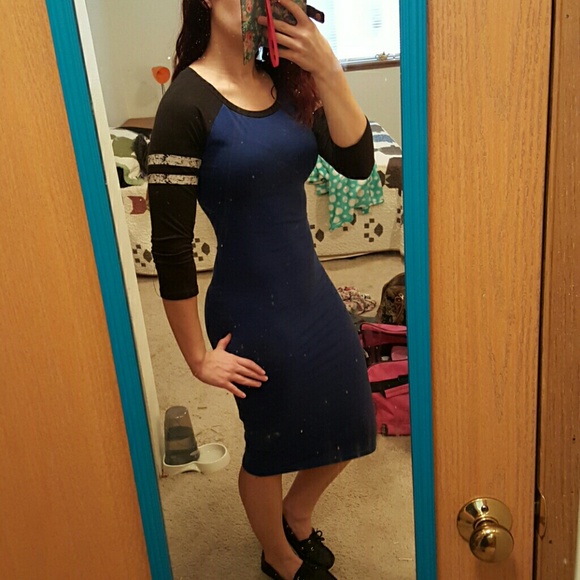 Long Blue Body Con Dress!