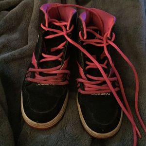 Pink and black Jordan's