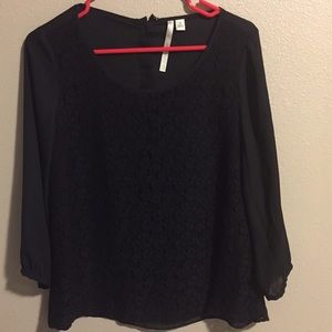 LC Lauren Conrad black chiffon blouse