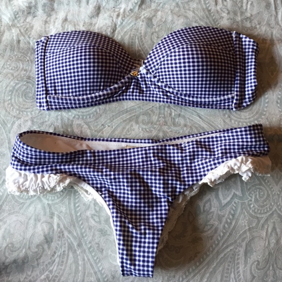 Amore Sorvete checkered strapless bikini