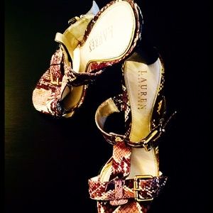 Snake print fun hip heels