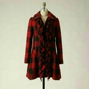 Plenty by Tracy Reese Birling plaid ruffled coat