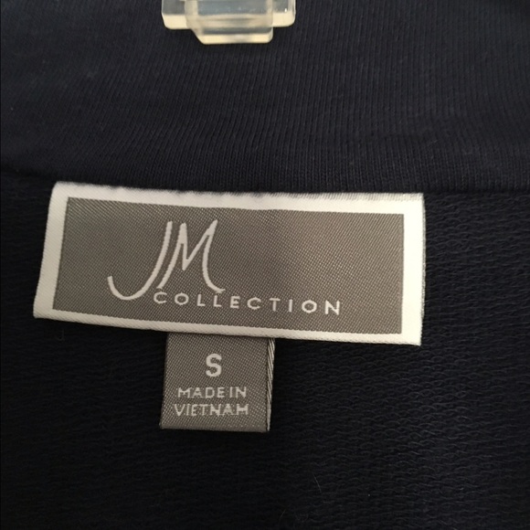 JM Collection Navy & White Zip Up - Picture 2 of 4