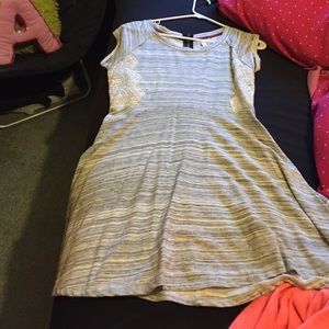 Gray dress with lace accents