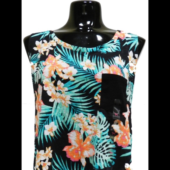 VS Pink Floral tank top with wide arm holes - Picture 2 of 3