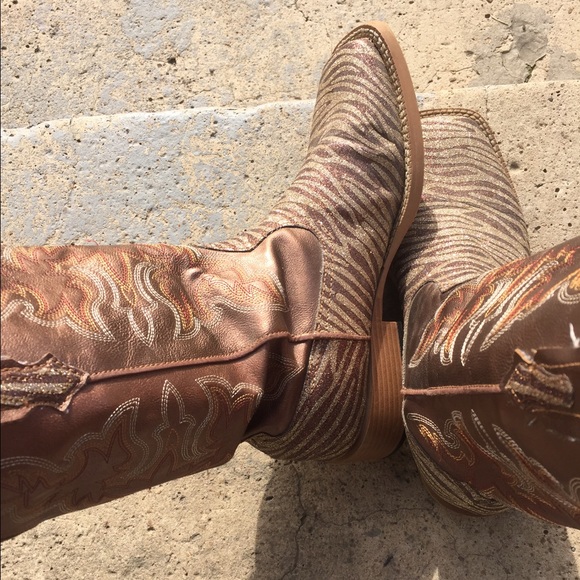 Roper Sparkly Zebra Cowgirl Boots