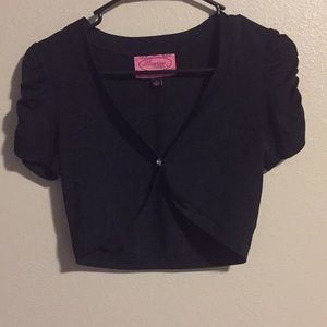 Black puff sleeve cover up