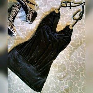 **sold** Black sequined halter drape neck shirt