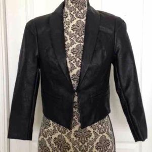Material Girl Black Faux Leather Cropped Jacket