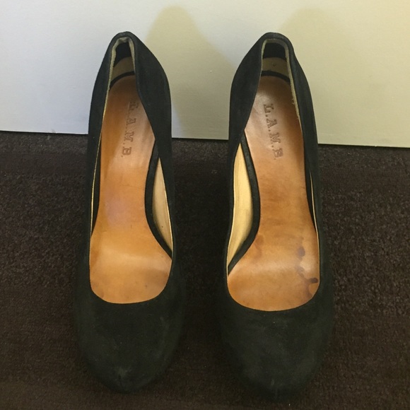 LAMB Black Suede Wedge Shoes Size 9
