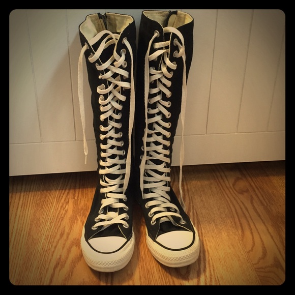 Black Converse Knee High Shoes