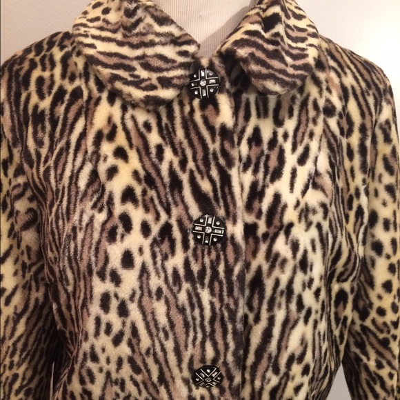 True Vintage 1950's Faux Fur Leopard Print Coat - Picture 3 of 4