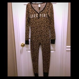 VS PINK cheetah print onesie pjs