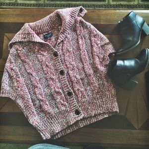Short sleeve button up red cardigan