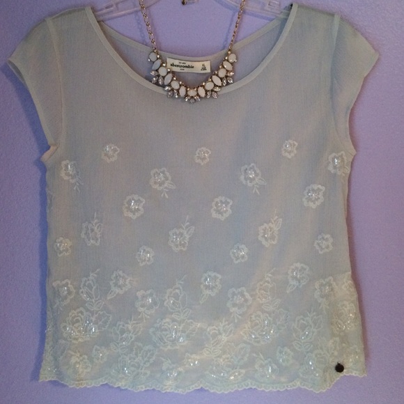 Abercrombie- Sheer Embroidered Blouse