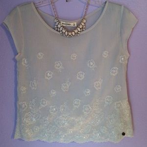 Abercrombie- Sheer Embroidered Blouse