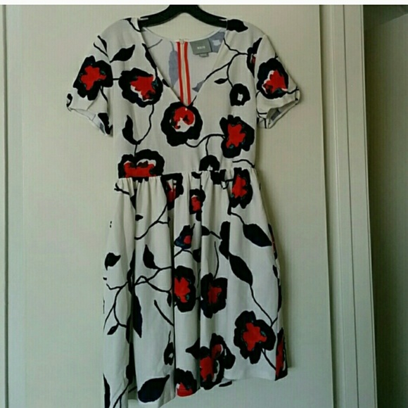 Anthropologie Dress Painted Poppies M