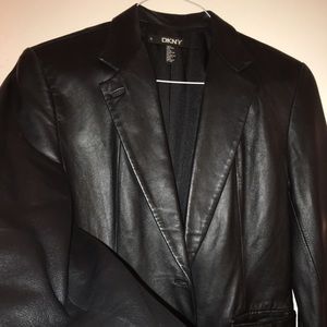 DKNY, 100% Black Leather Blazer
