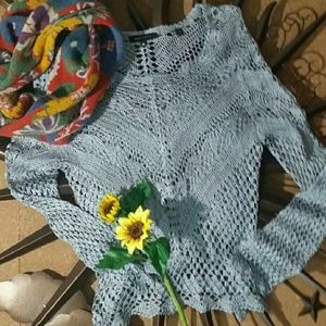 BCBG Maxazria Crochet Sweater (blue gray)