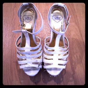 White Bebe wedges