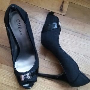Guess black platform heels