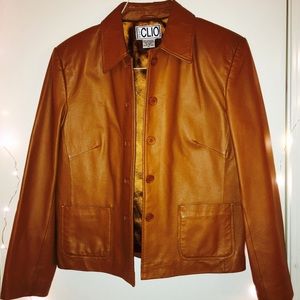 Light Brown 100% Leather 'Clio' Jacket/Blazer