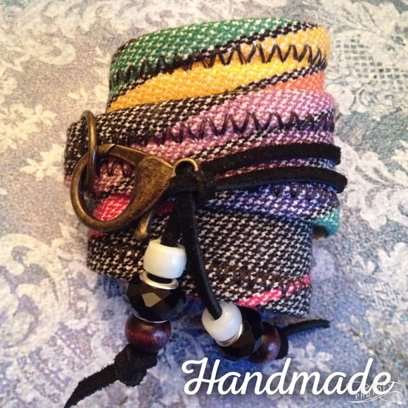 Handcrafted adjustable wrap cuff bracelet