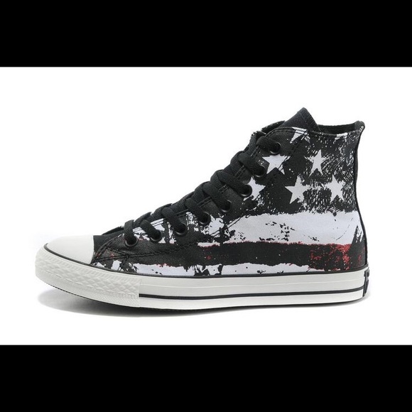 SOLD :American Flag Graffiti High Top Converse