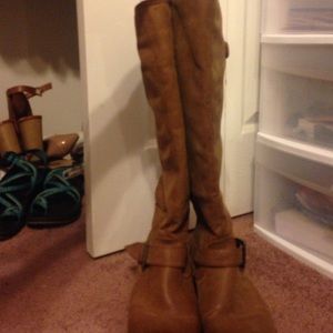 Brown tall Madden Girl riding boots