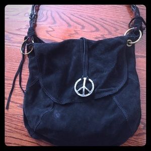 Lucky Brand Black Suede oversized saddle bag